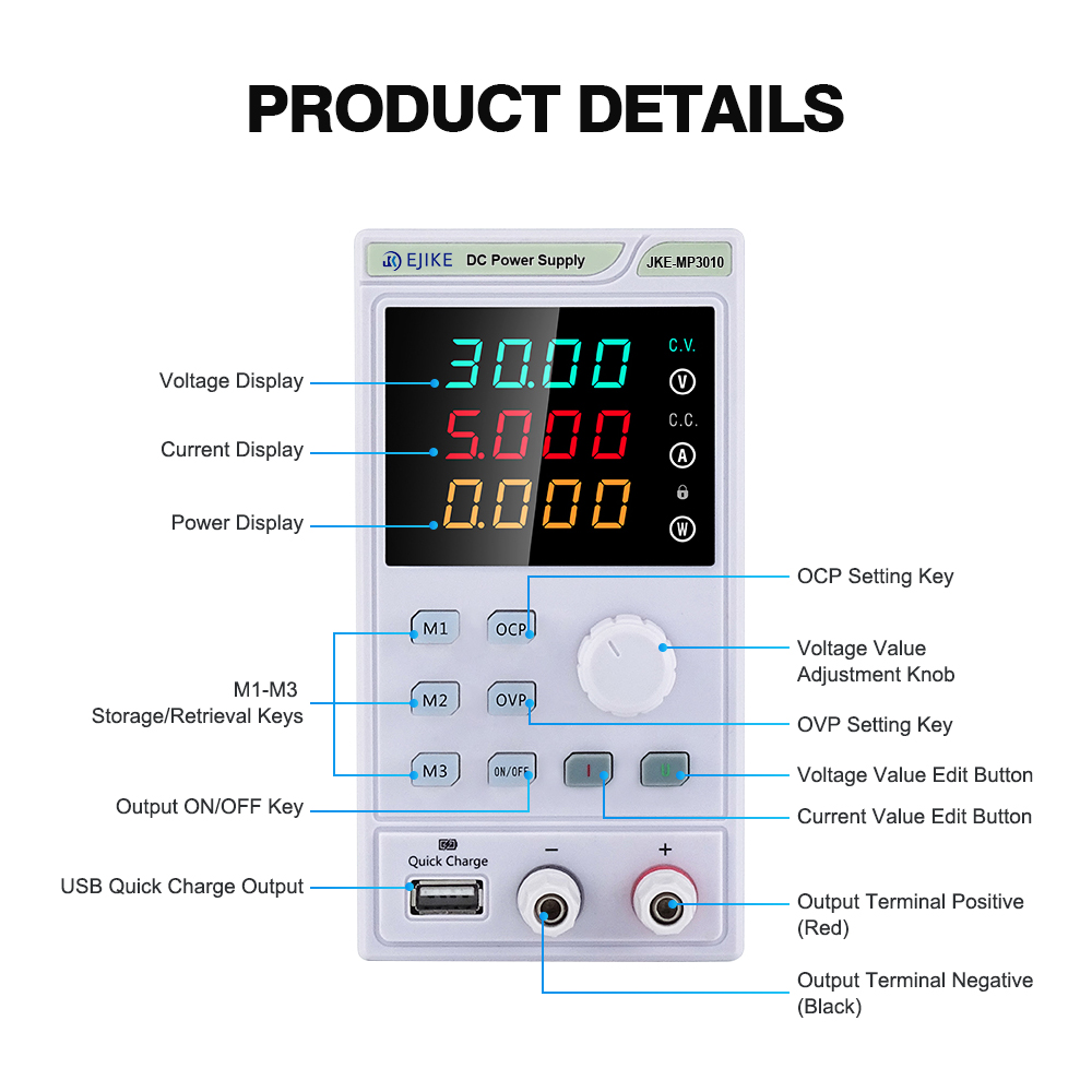 EJIKE DC Power Supply 300W Pro - огляд і ціна Programmable Dc Power Supply 60V 10A